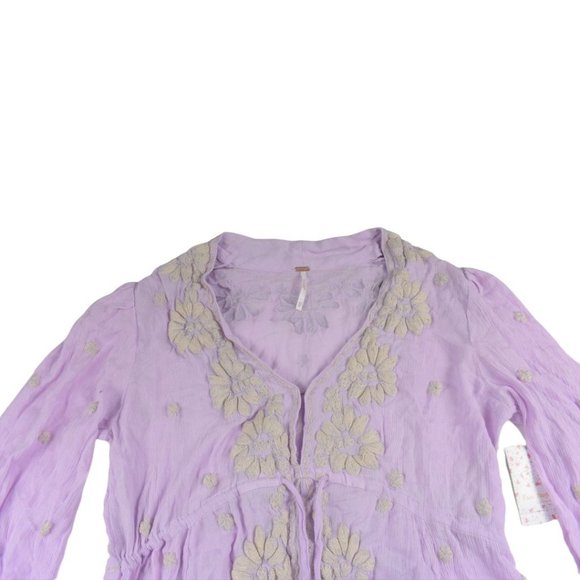 Free People Embroidered V-Neck Lilac Maxi Dress X-Small - Picture 5 of 7